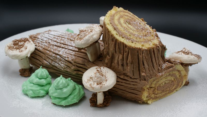 The bûche de Noël is a cake made in the shape of a Yule log.