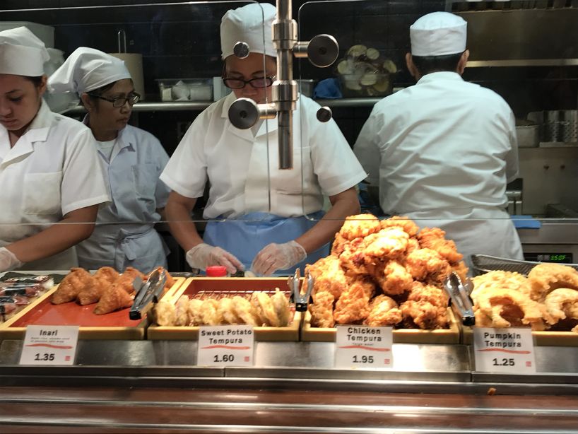 Freshly made tempura at the Marukame Udon restaurant on Waikiki.