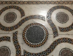 Inlaid tile in the floor of the Monreale Cathedral.