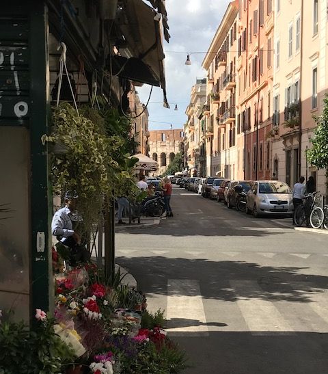 A side street in Rome near the Colosseum.