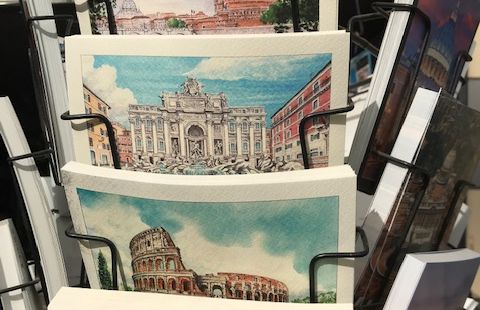 Postcards on sale in Rome