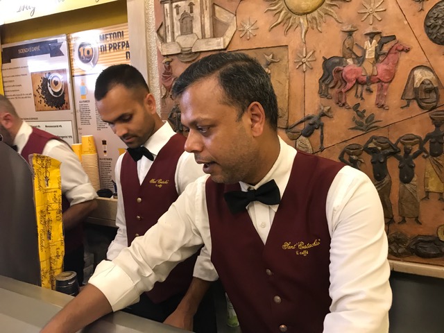 Baristas at Il Caffe Sant’Eustahio in Rome, Italy