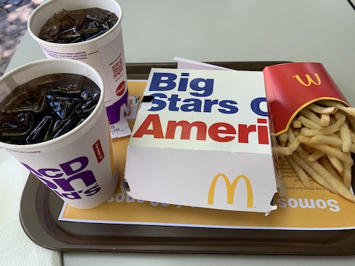 Our tray of food at the Imperial McDonald's.