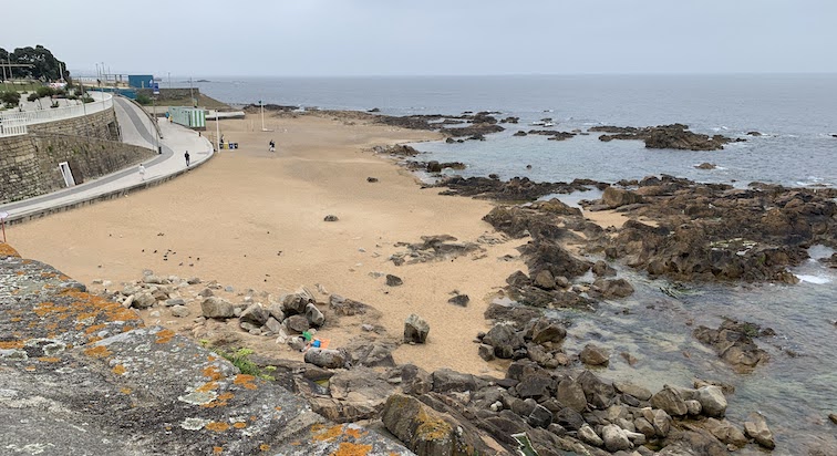 The beach at Praia do Castel do Queijo in Porto, Portugal.