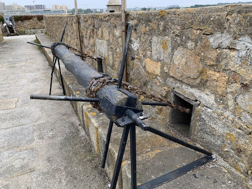 The crank to lift the drawbridge at the Castel do Queijo in Porto, Portugal.