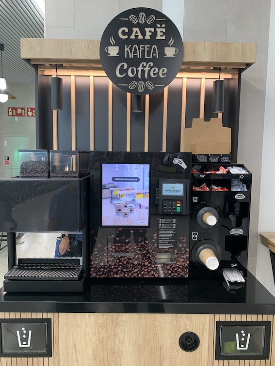 The coffee machine in the Mercadona grocery store