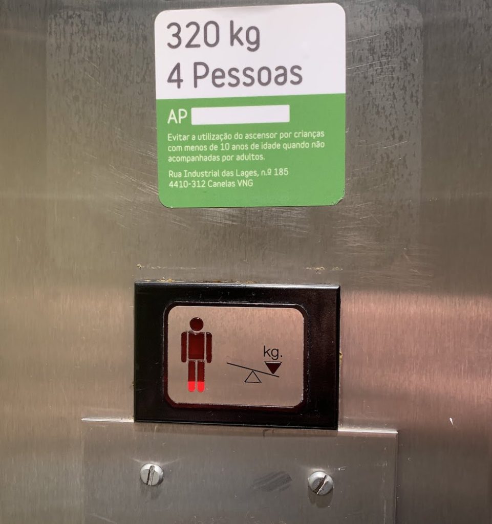 The elevator weight indicator barely lights when Mary gets in.