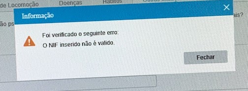 The error message when Mary's NIF was rejected. "The following error has been verified: The inserted NIF is not valid."