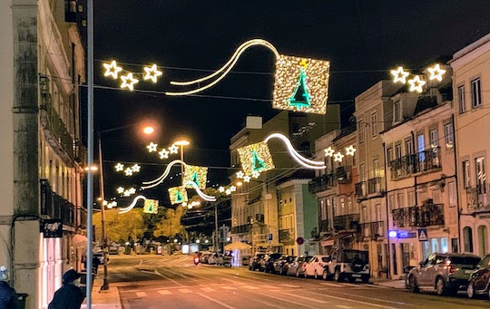 Holiday lights in Belém.