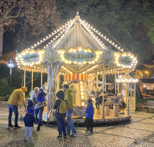 A carousel in the center of Cascais.