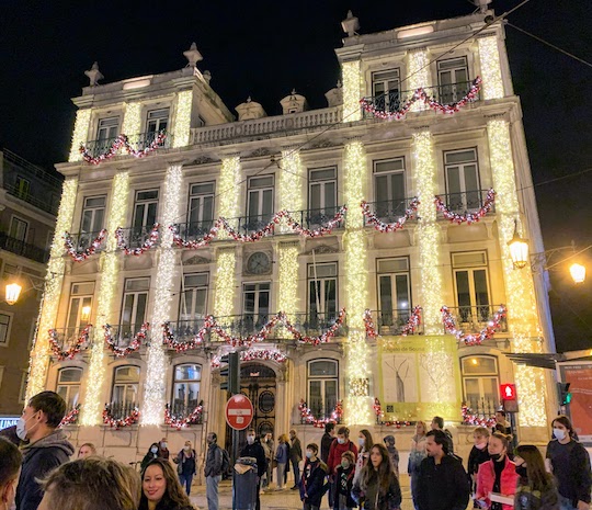 A decorated building in the Chiado neighborhood of Lisbon. 