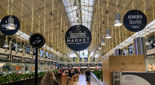 Interior of the Mercado da Ribeira or Time Out Market in Lisbon.