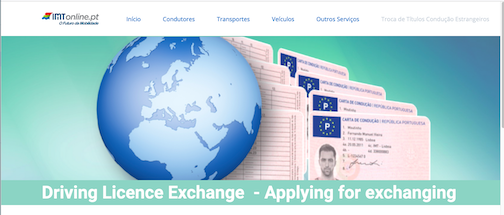 The drivers' license exchange screen on the IMT website