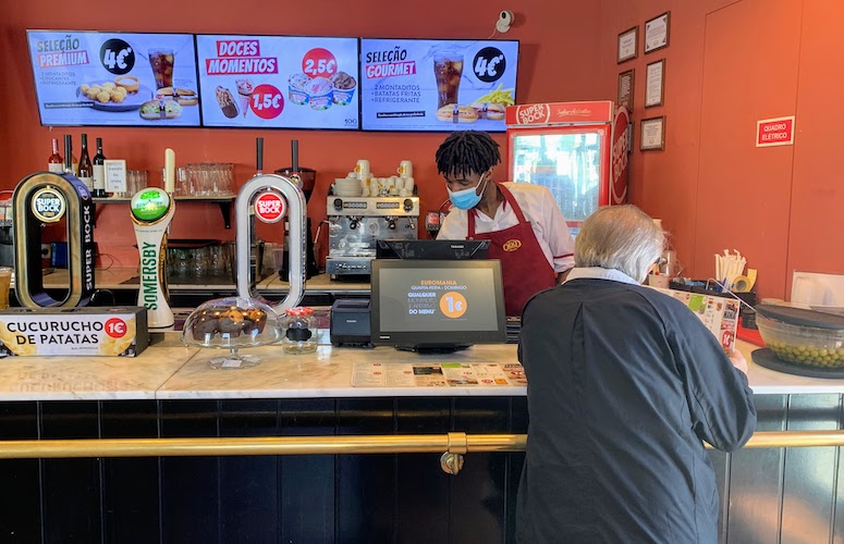 The order counter at 100 Montaditos in Cascais, Portugal