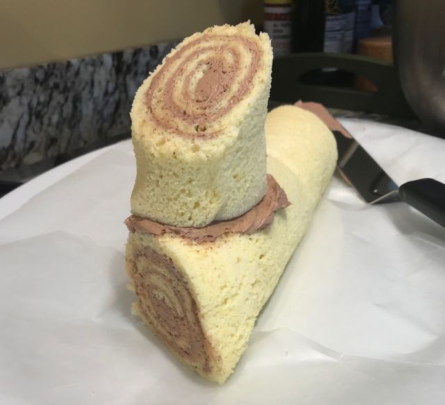 A Bûche de Noël - yule log cake - in progress