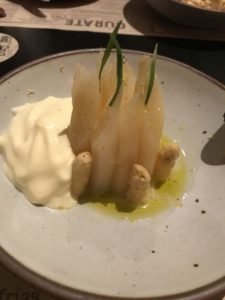 Esparragos blanco - white asparagus at Cúrate, Asheville, North Carolina.