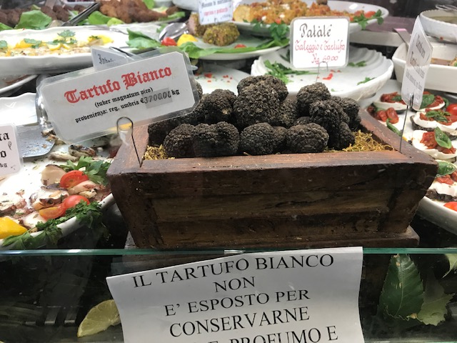 White truffles for sale at La Tradizione in Rome, Italy.