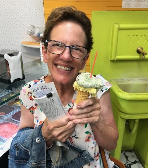 Mary enjoying her gelato.