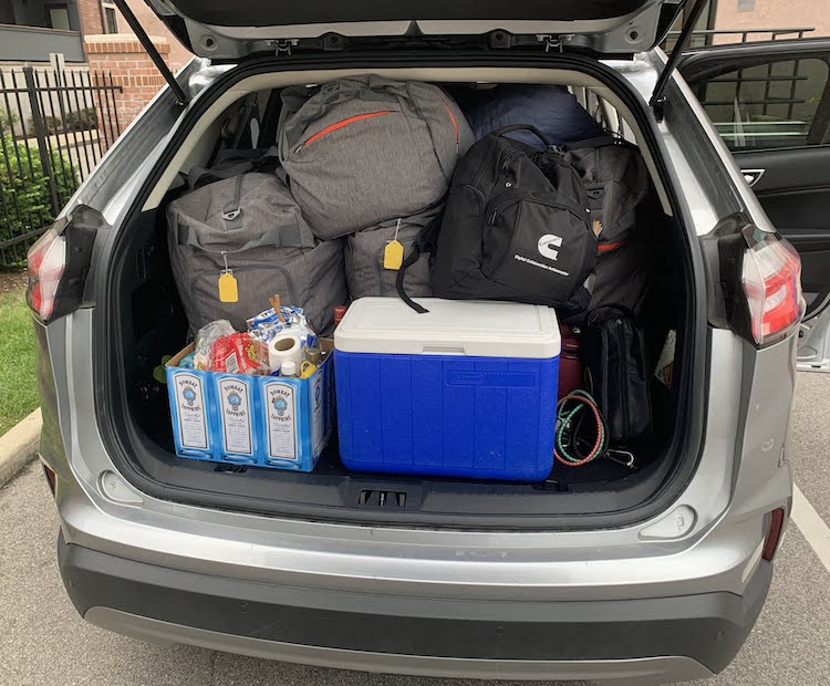 A photo of all our stuff jammed into the rented SUV.