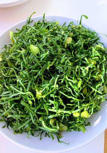 Shredded collard greens for making Caldo Verde