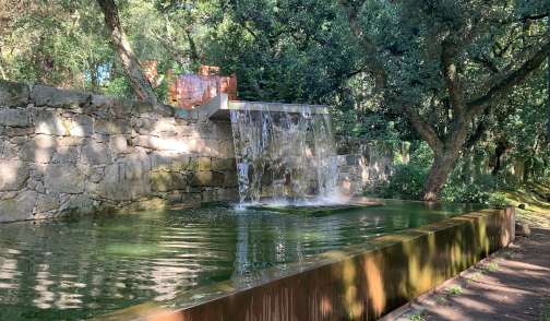 A waterfall at the Parque do Covelo in Porto.