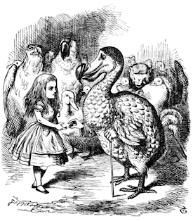 John Tenniel's illustration of the Dodo from Alice's Adventures in Wonderland.