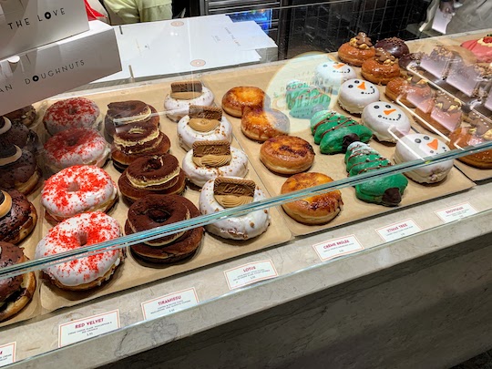 Pastries on display at Crush Donuts in Lisbon.