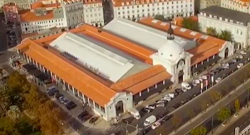 An aerial view of the Mercado da Ribeira, or Time Out Market, in Lisbon.