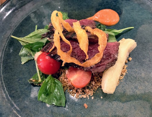 Kangaroo with romesco sauce and yucca at Down Under in Lisbon