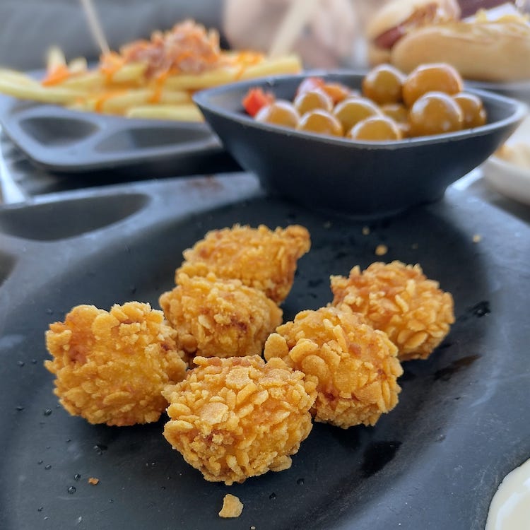 Fried Chicken "Popcorn" at 100 Montaditos in Cascais, Portugal