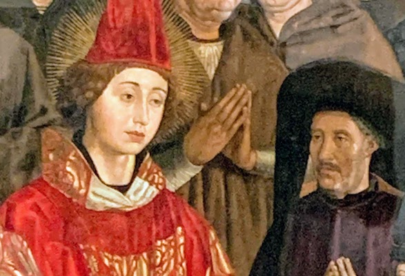 A portion of the St Vincent Panels that shows Vincent and Prince Henry the Navigator