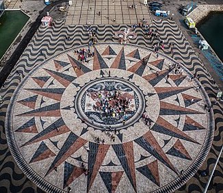 The Compass Rose mosaic behind the Monument to The Discoveries, Lisbon