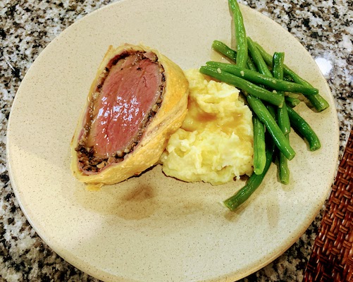 Beef Wellington prepared by Will and Mary