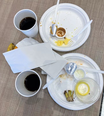 Trash from a hotel breakfast