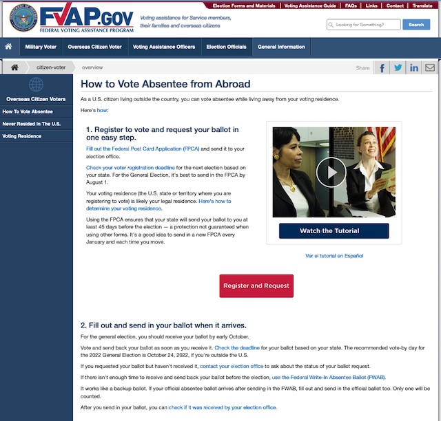 The two-step overview on the FVAP website