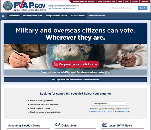 A screenshot of fvap.gov