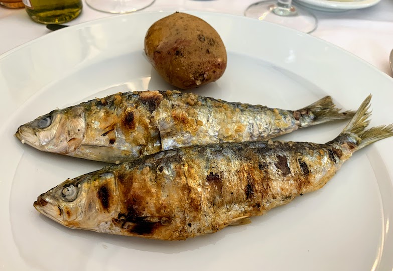 Sardinhas on my plate at Restaurante Borges