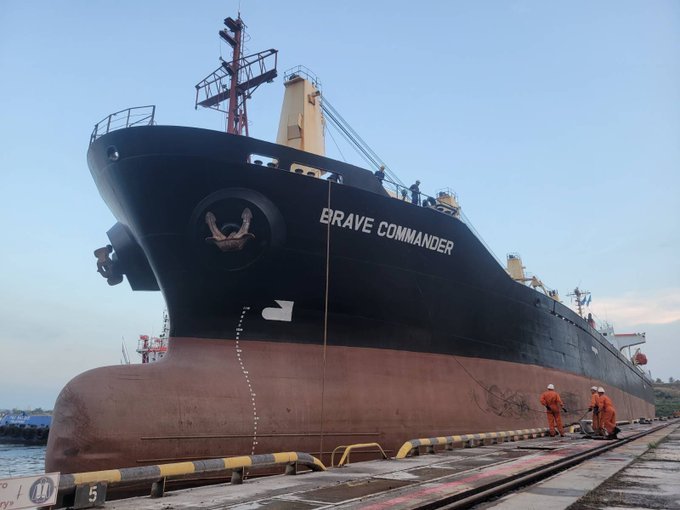 The Brave Commander in port at Yuhzne, Ukraine