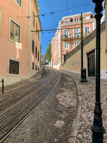 Looking up the hill on the Calçada da Glória