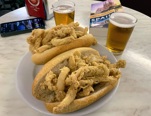 Bocadillas de calamares - calamari sandwiches at Casa Rua in Madrid