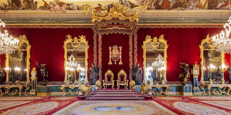 The Throne Room at the Royal Palace in Madrid.