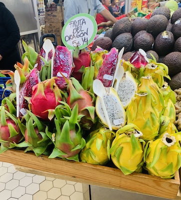7181 - Dragon Fruit Dragon fruit for sale at the Mercado Central in Valencia, Spain