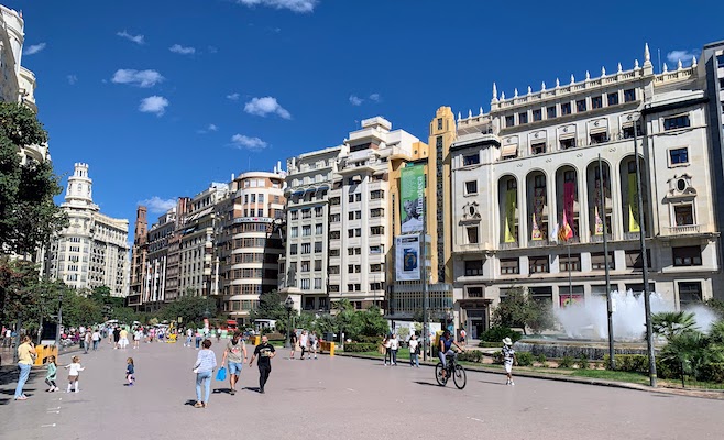 The Plaça de l’Ajuntament in Valencia, Spain