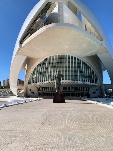 8943 - City of Arts and Sciences 1 Looking toward the Palau de les Arts Reina Sofia - the Valencia Opera House.