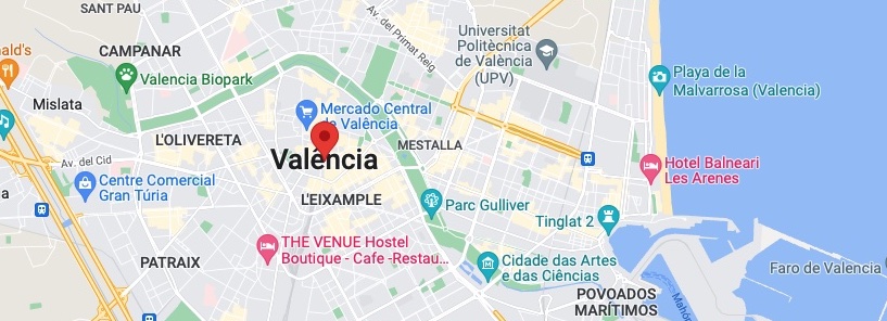 Map of Valencia A map of Valencia showing the Turia Park (in green).