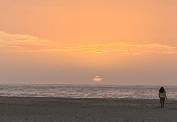 Sunset at the beach in Nazaré.