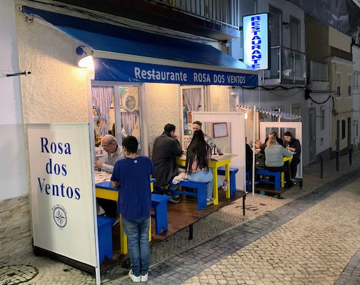 The exterior of Rosa Dos Ventos - "Rose of the Winds" - in Nazaré, Portugal.