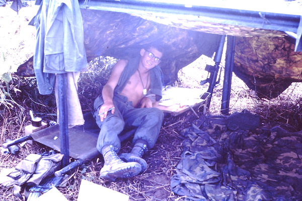 Bob in his tent - Vietnam, 1968