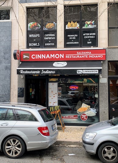 Exterior view of Cinnamon Indian restaurant in Lisbon