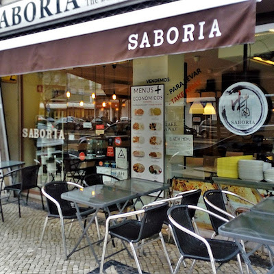 Exterior view of Saboria Chinese restaurant in Lisbon.